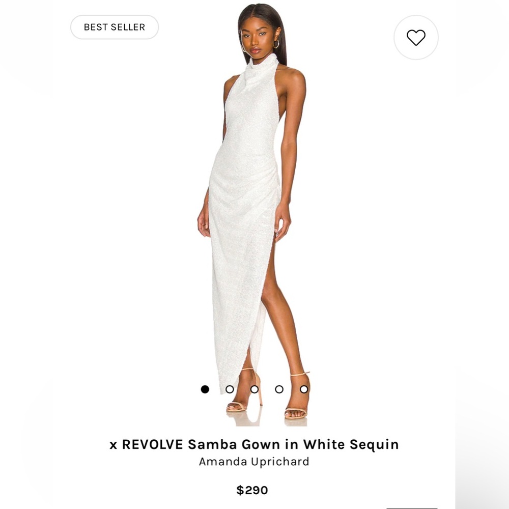 Amanda Uprichard XS Samba Gown in White Sequin